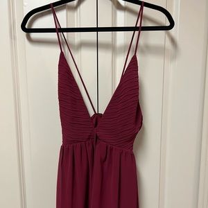 Maroon Low Cut Mini Dress